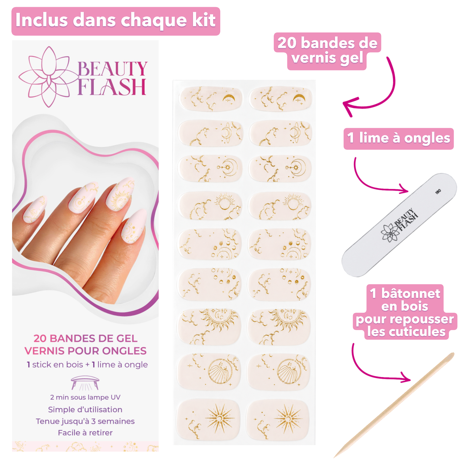 erplain_file_id:188363 - 1 boite de 20 Bandes de Gel vernis pour ongles