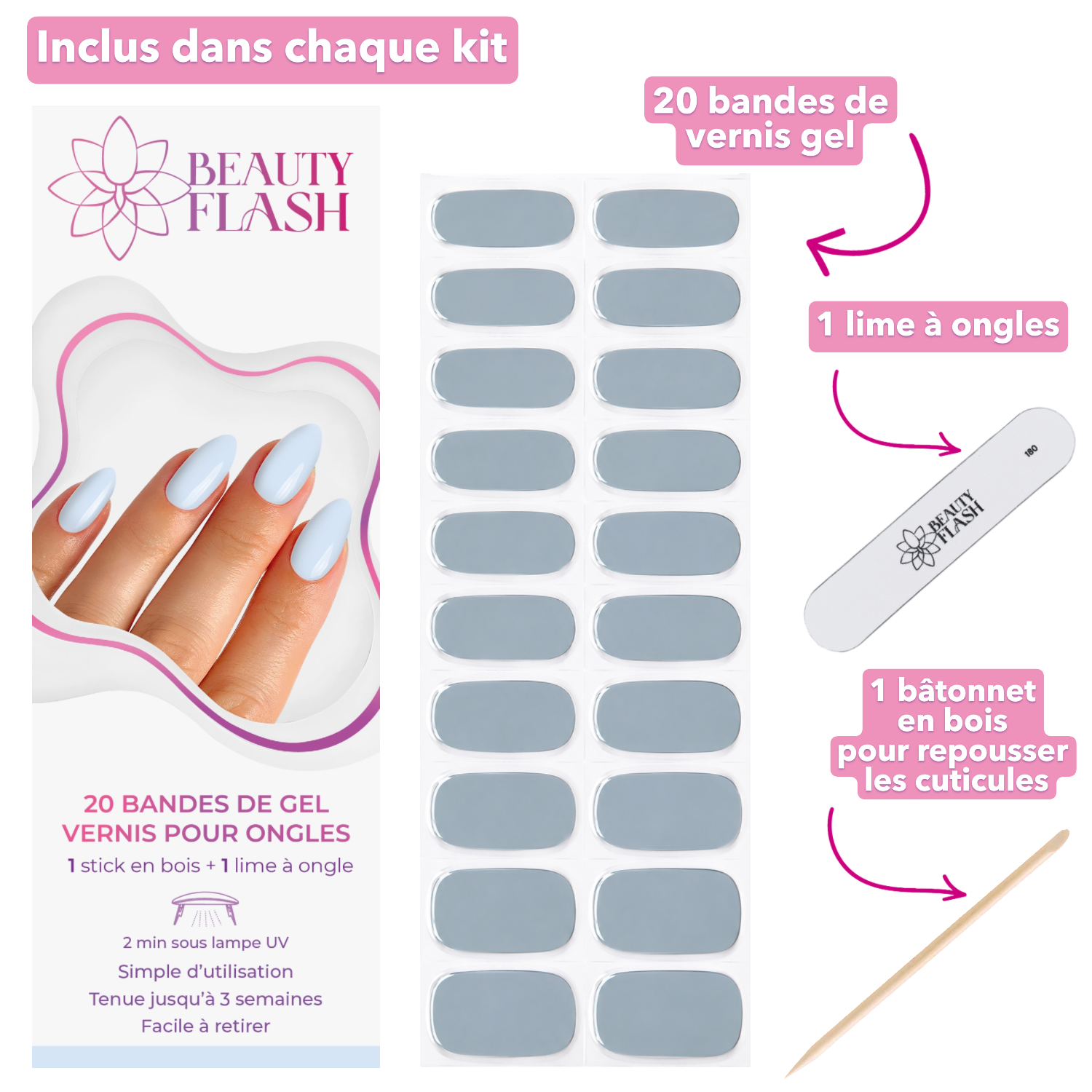 erplain_file_id:188445 - 1 boite de 20 Bandes de Gel vernis pour ongles