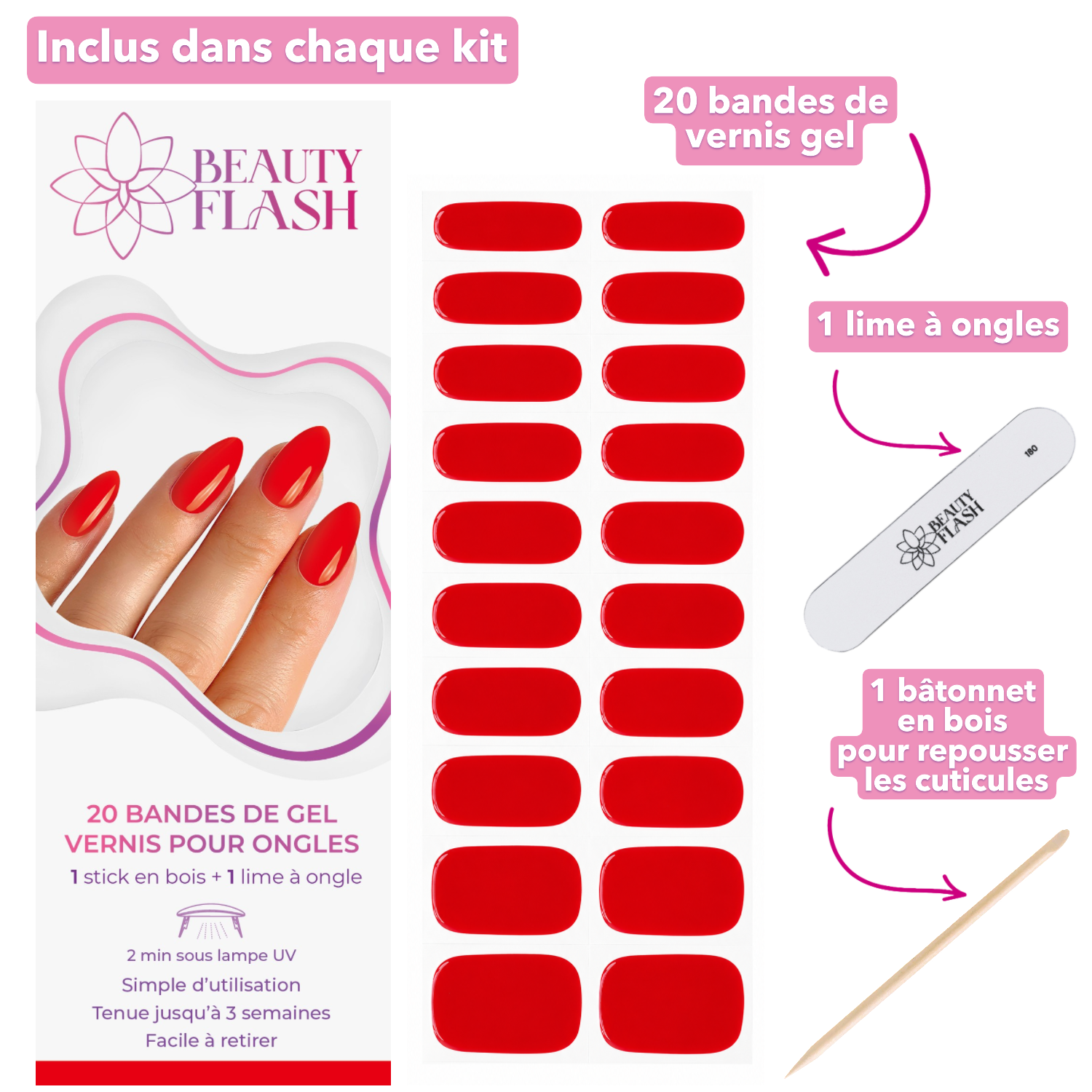 erplain_file_id:188392 - 1 boite de 20 Bandes de Gel vernis pour ongles