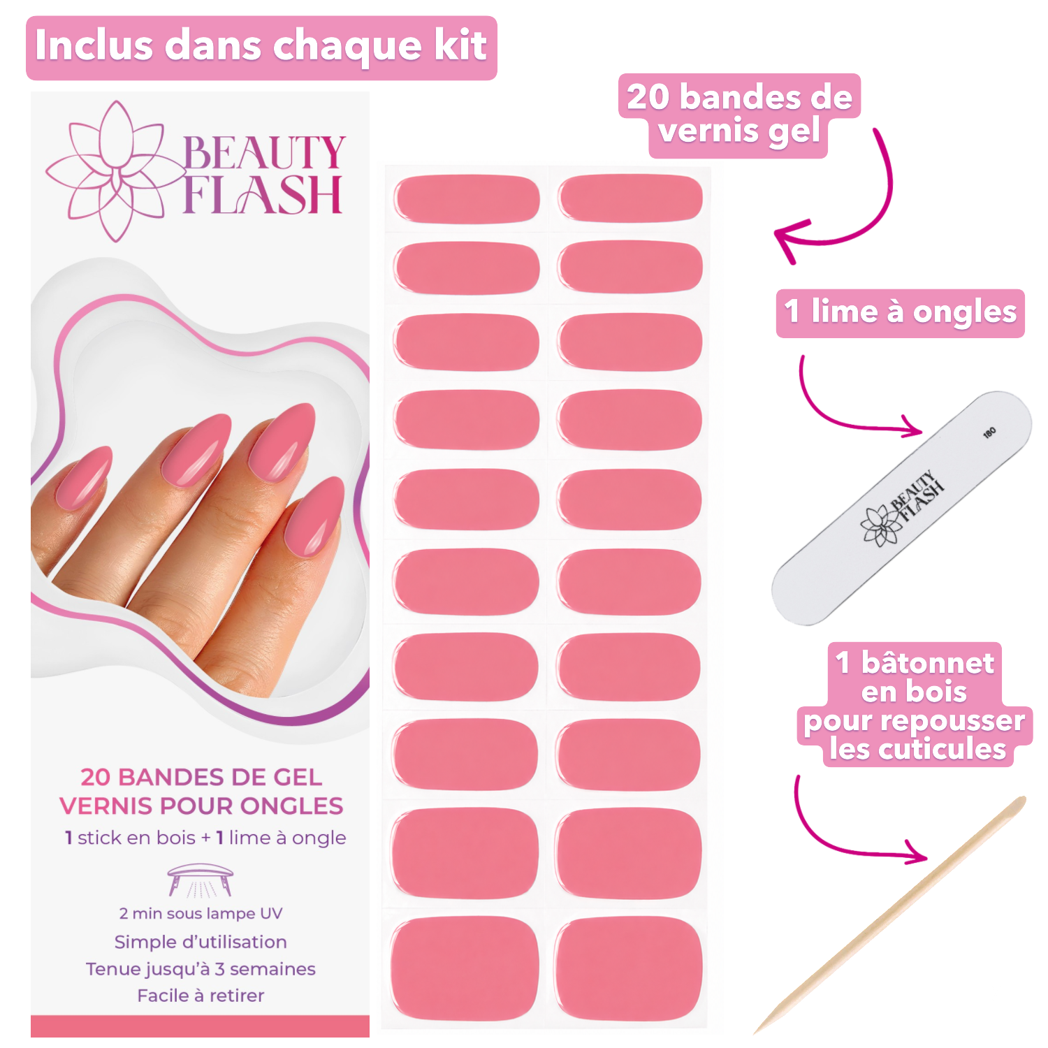 erplain_file_id:188419 - 1 boite de 20 Bandes de Gel vernis pour ongles