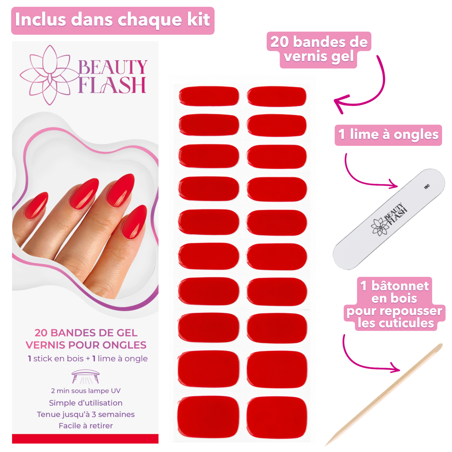 erplain_file_id:188439 - 1 boite de 20 Bandes de Gel vernis pour ongles