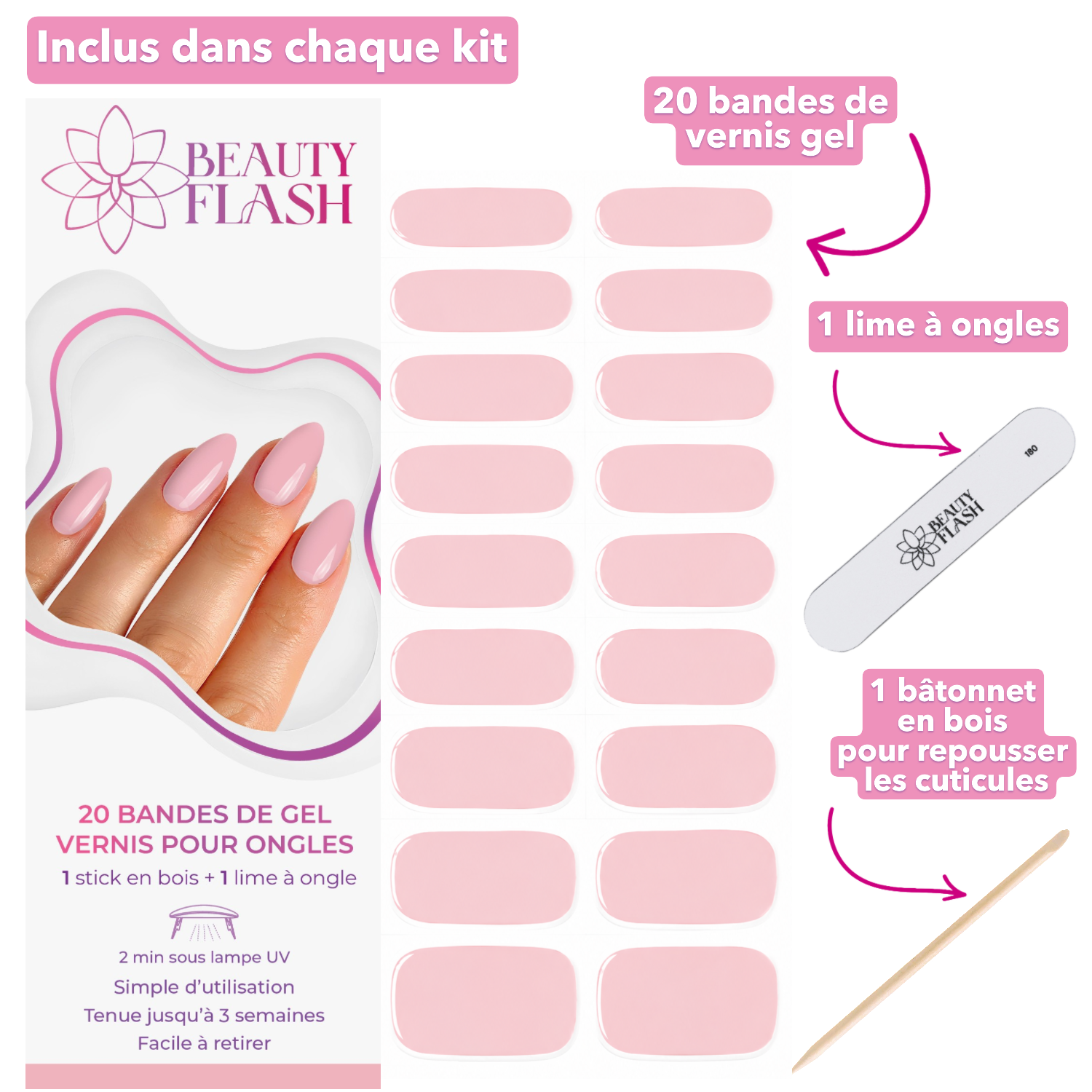 erplain_file_id:188358 - 1 boite de 20 Bandes de Gel vernis pour ongles